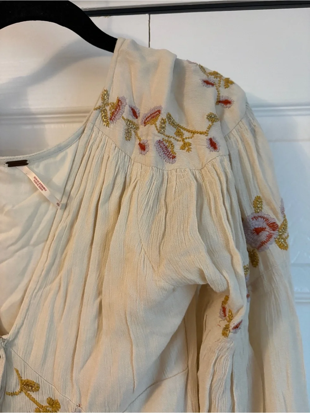 Free People Day Glow Midi Floral Embroidered Cream Dress